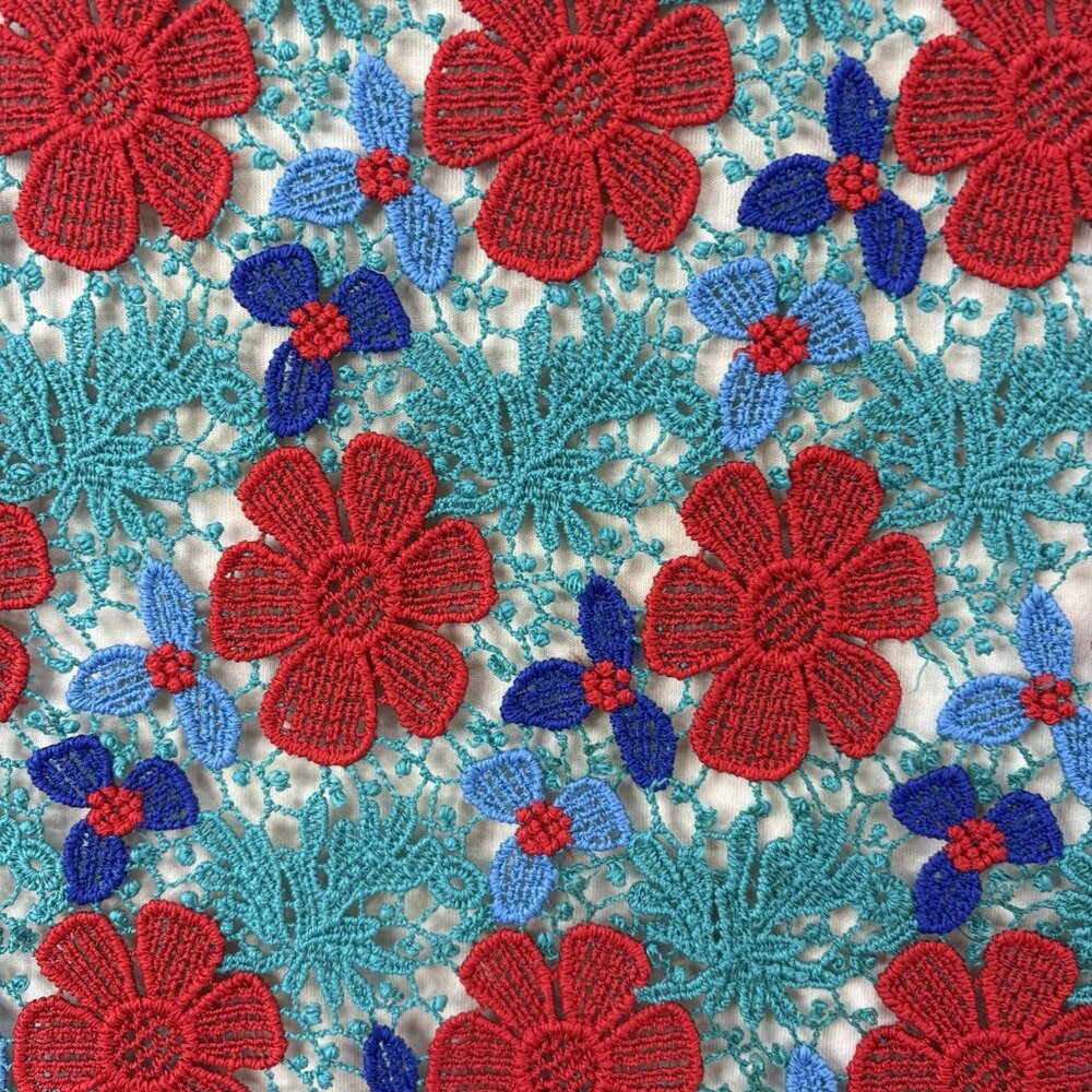 Draper James Striped Top Short Sleeve Embroidered Floral Size Small Boho, Casual - Picture 5 of 9